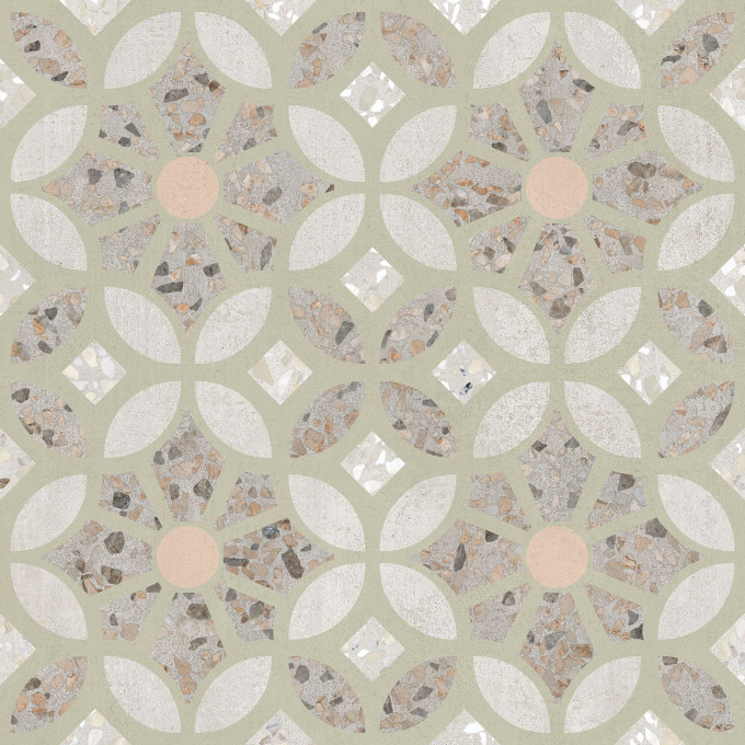 Керамогранит VITRA BETON/TERRAZZO-X R9 Ректификат Декор Пэчворк Лаппато 60x60 K949796LPR01VTE0